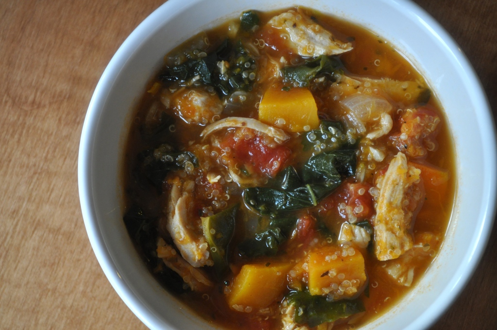 hearty chicken, butternut + quinoa stew